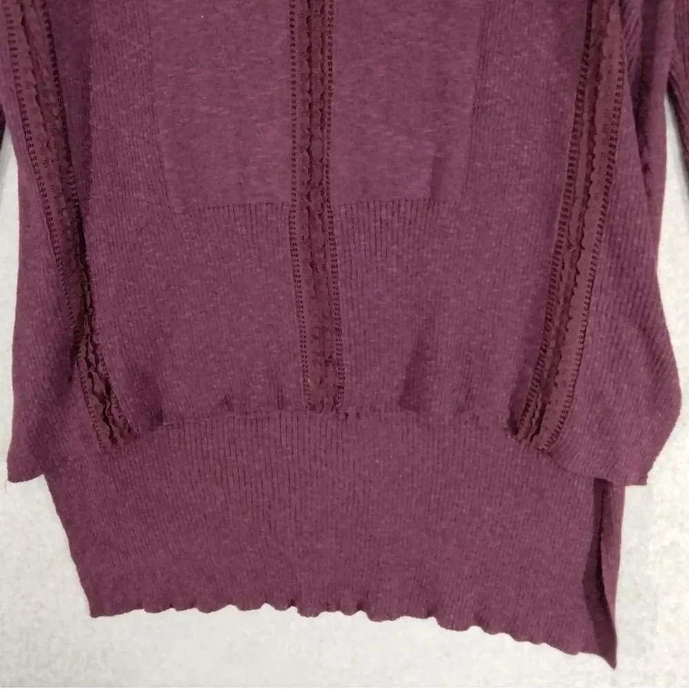 Free People Tunic Sweater Size Small Purple Hi/Lo Linen Blend Long Sleeve M